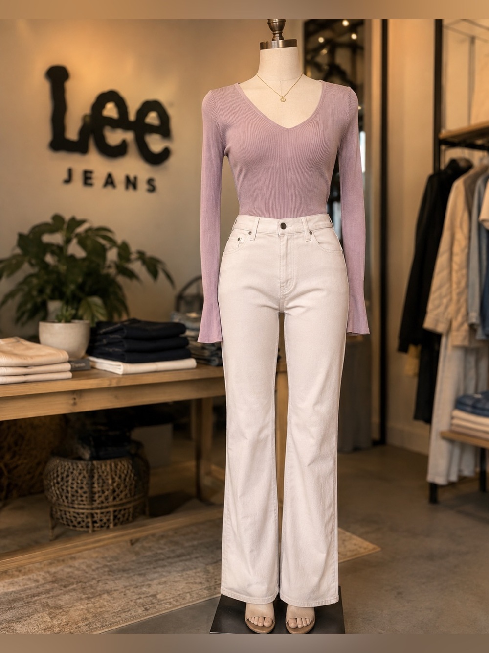 Lee | Wmns Pale Pink Size 12 M  Relaxed at waist Straight-Leg Denim Jeans